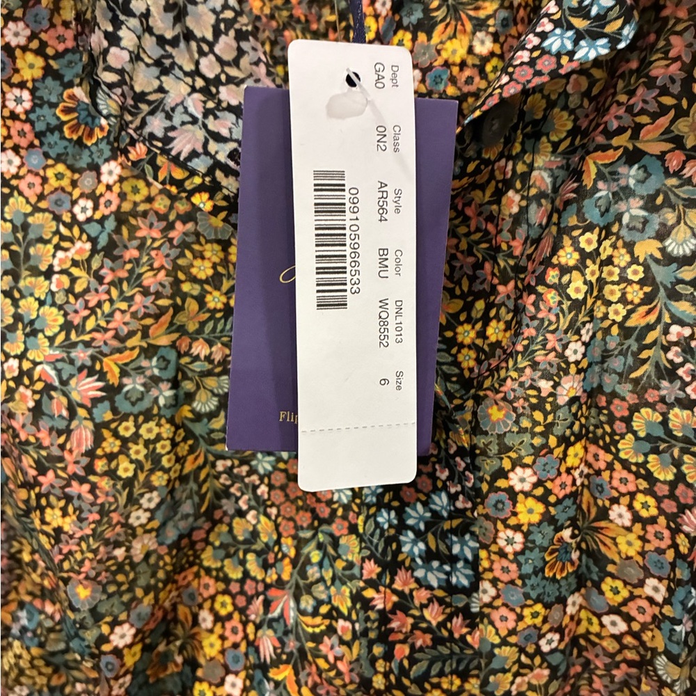 liberty Floral Button-Up Shirt in Multicolor (Yellow, Green, Blue, Pink) - Picture 3 of 5